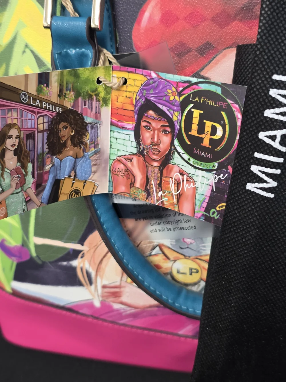 Teal-Handled Printed Women's Satchel - Purple & Teal, An Artistic Statment Piece